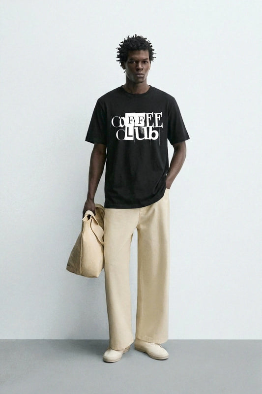 Coffee_Club_Style_2_Black_Front_Model_T-shirt