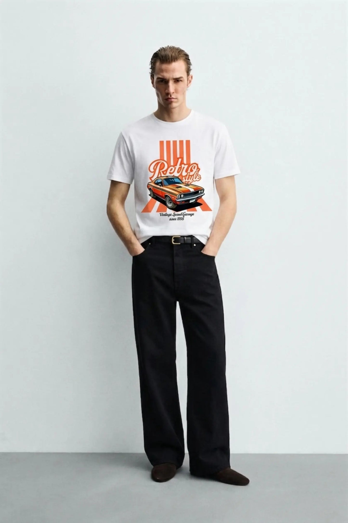 Retro_Style_White_Front_model_T-shirt