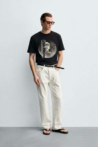 Astronaut_Black_Front_Model_T-shirt