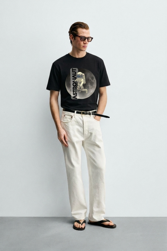 Astronaut_Black_Front_Model_T-shirt