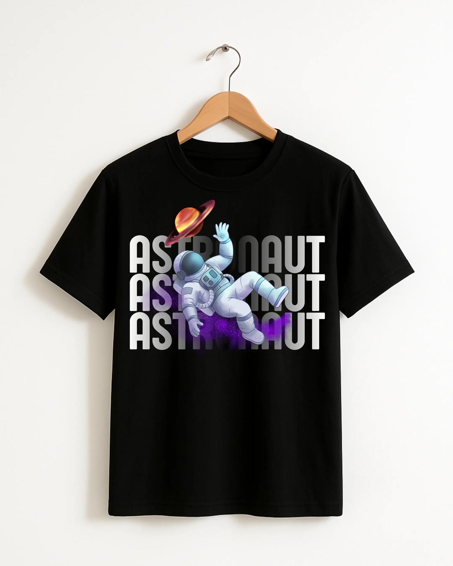 Astronaut_Style_2_Black_Front_T-shirt