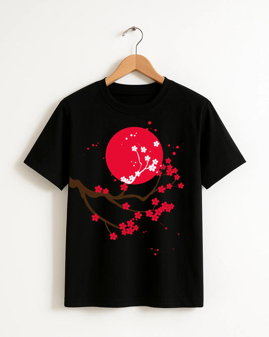Cherry_Blossom_Black_Front_T-shirt