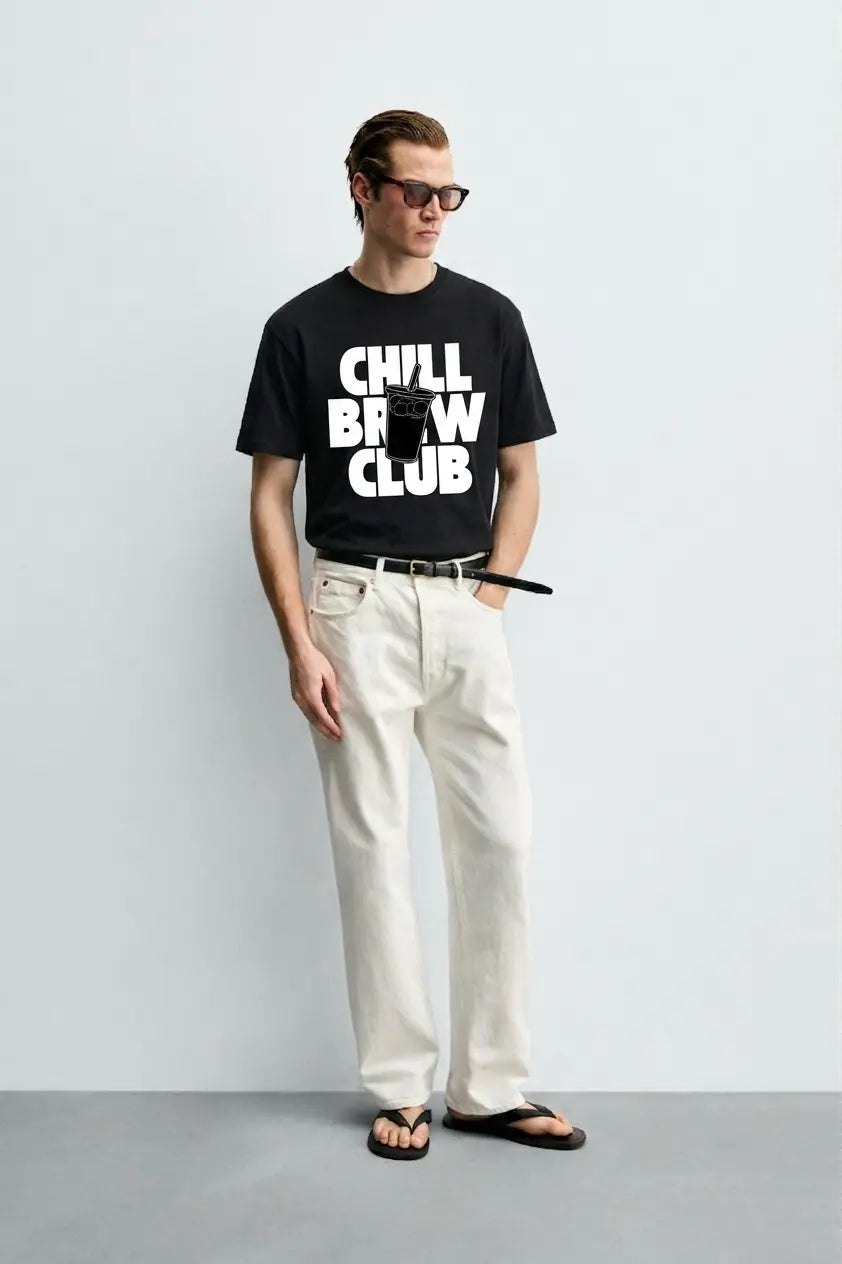 Chill_Brew_Club_Black_Front_Model_T-shirt