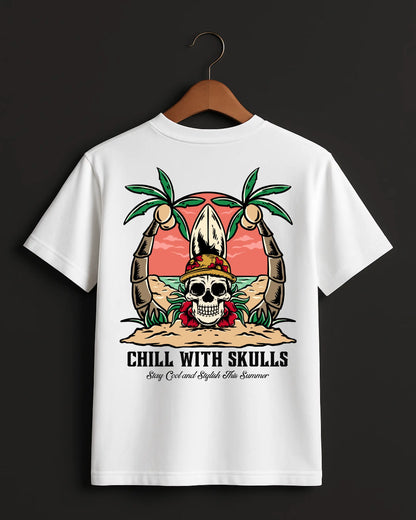 Chill_With_Skulls_White_Back_T-shirt