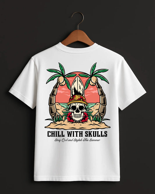 Chill_With_Skulls_White_Back_T-shirt