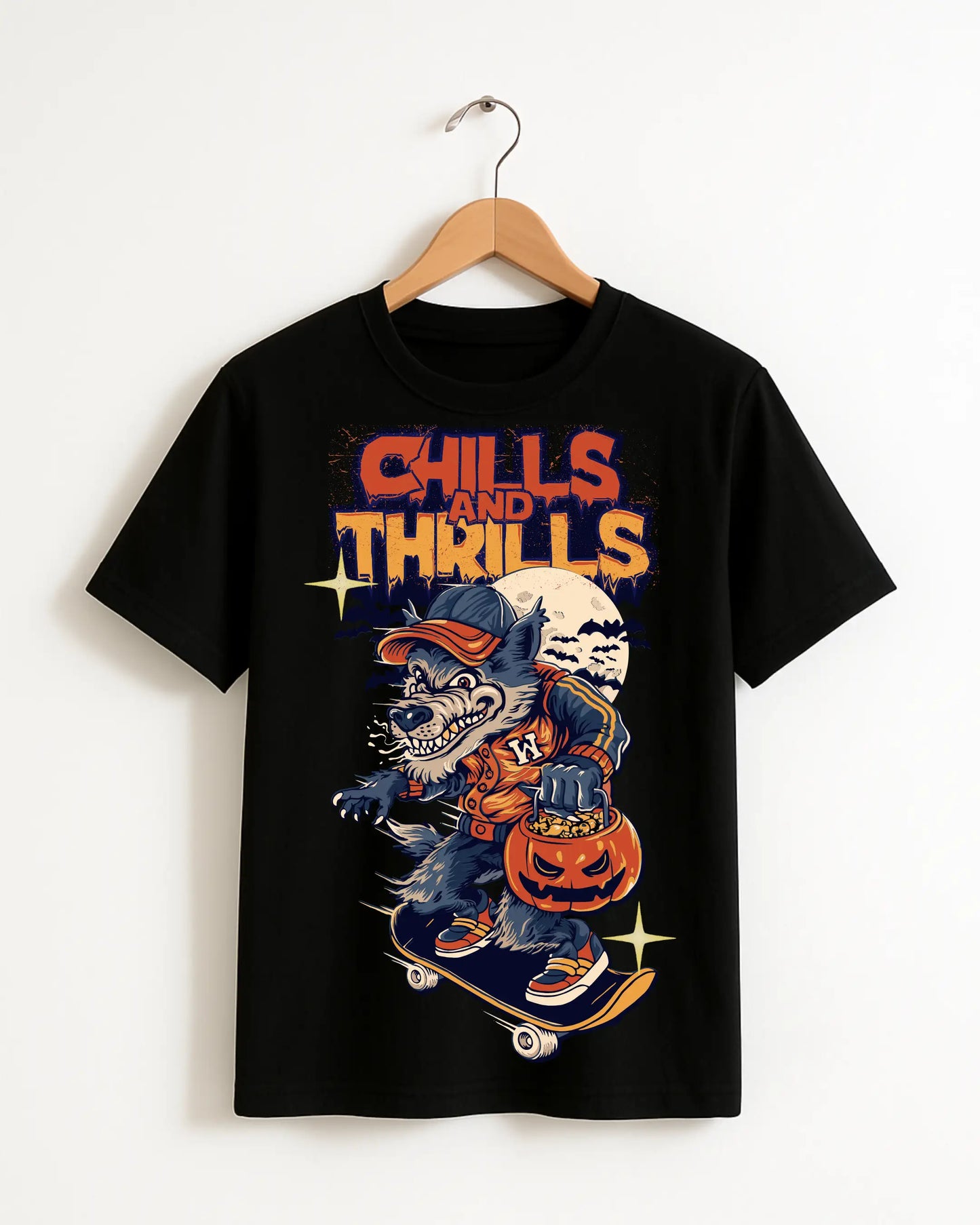 Chills_And_Thrills_Black_Front_T-shirt