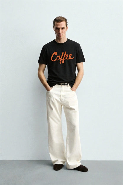Coffee_Black_Front_MODEL_T-shirt