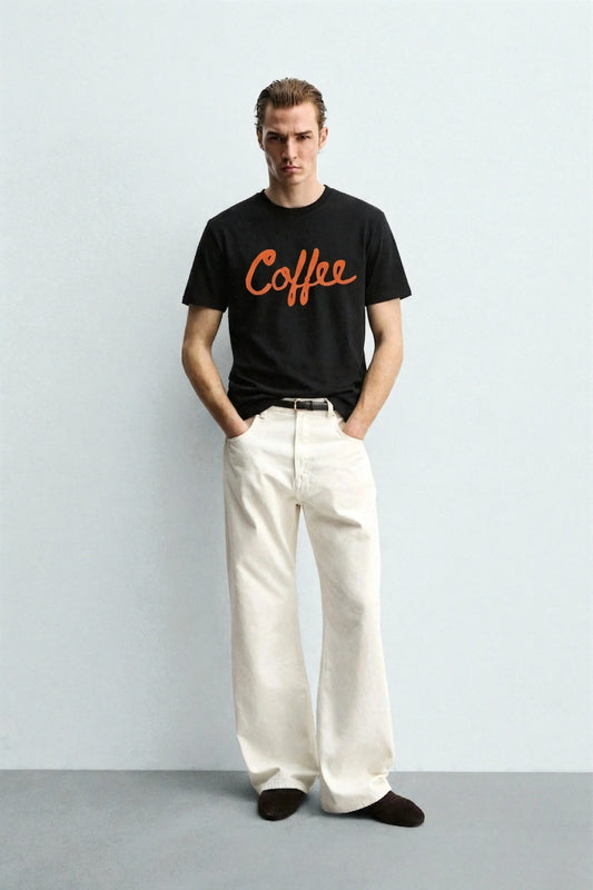Coffee_Black_Front_MODEL_T-shirt