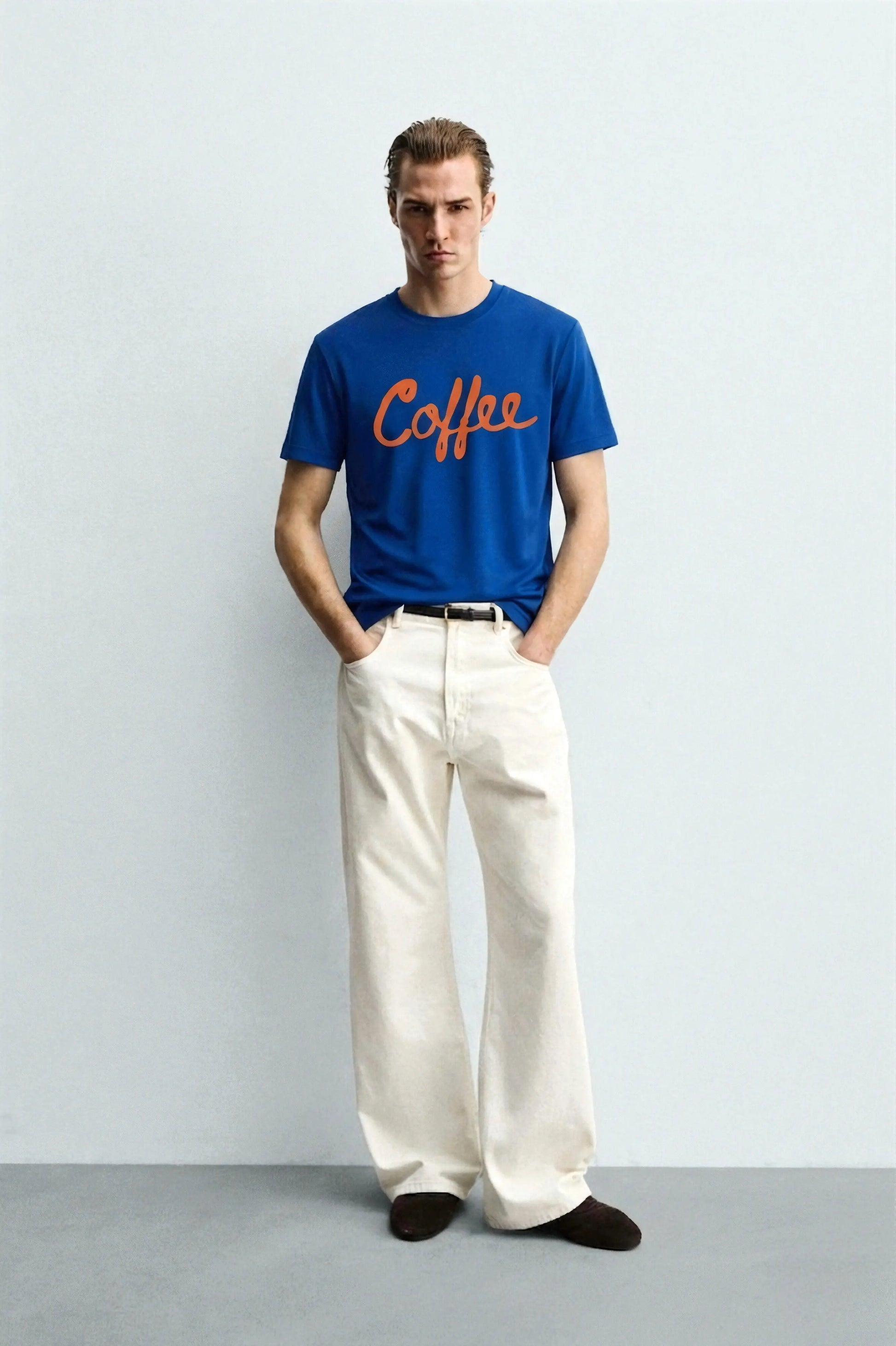 Coffee_Blue_Front_MODEL_T-shirt