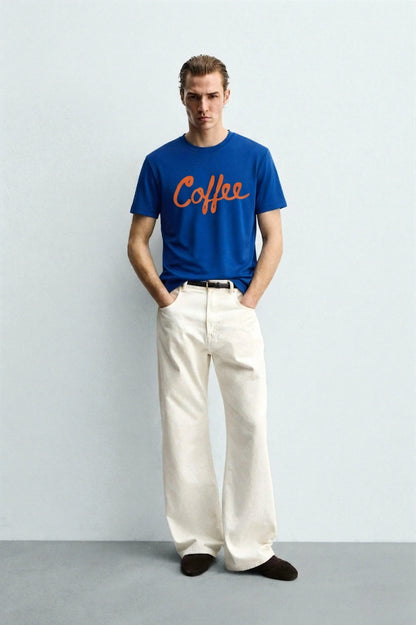 Coffee_Blue_Front_MODEL_T-shirt