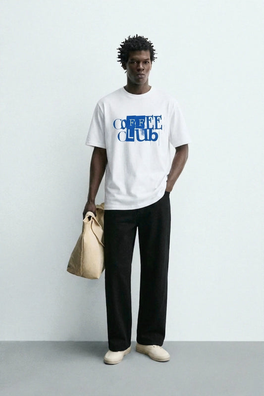 Coffee_Club_Style_2_White_Front_Model_T-shirt