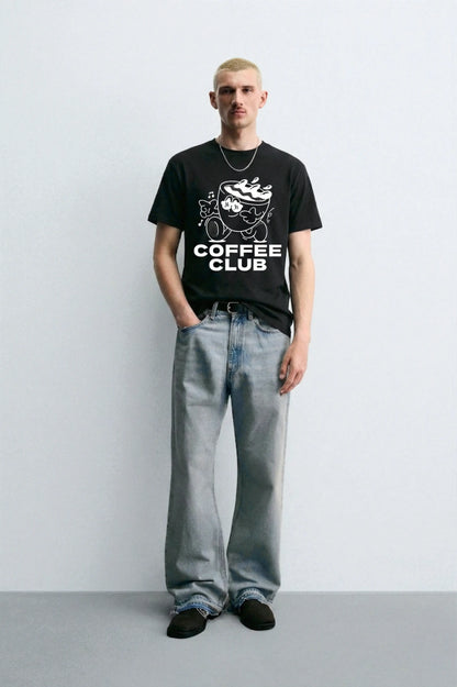 Coffee_Club_Style_3_Black_Front_Model_T-shirt