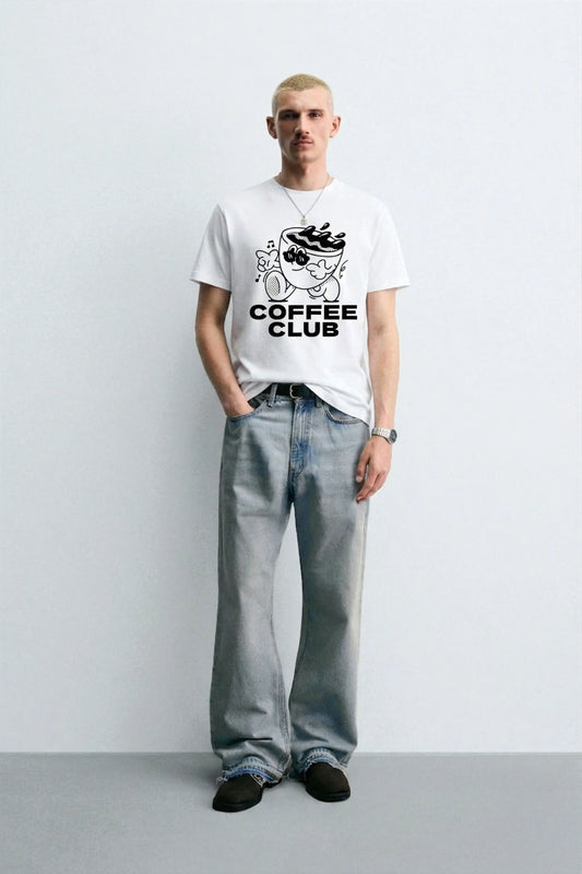 Coffee_Club_Style_3_White_Front_Model_T-shirt