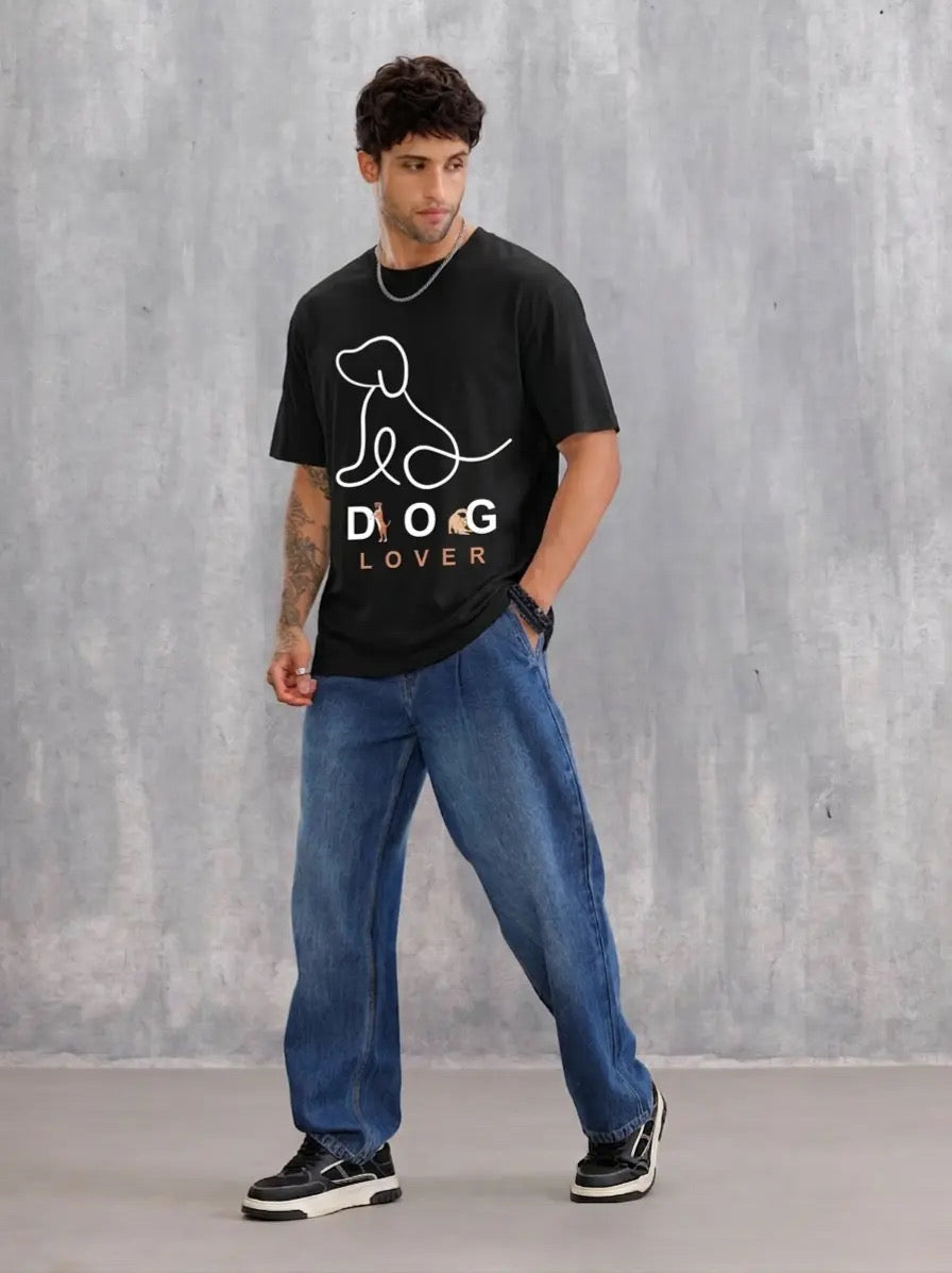 Dog_Lover_Black_Front_Model_T-shirt