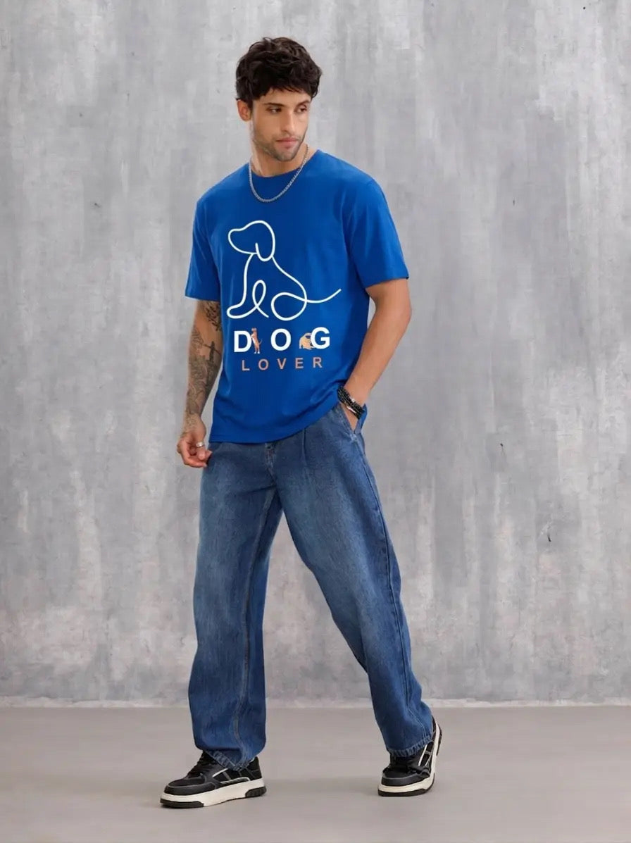 Dog_Lover_Blue_Front_Model_T-shirt