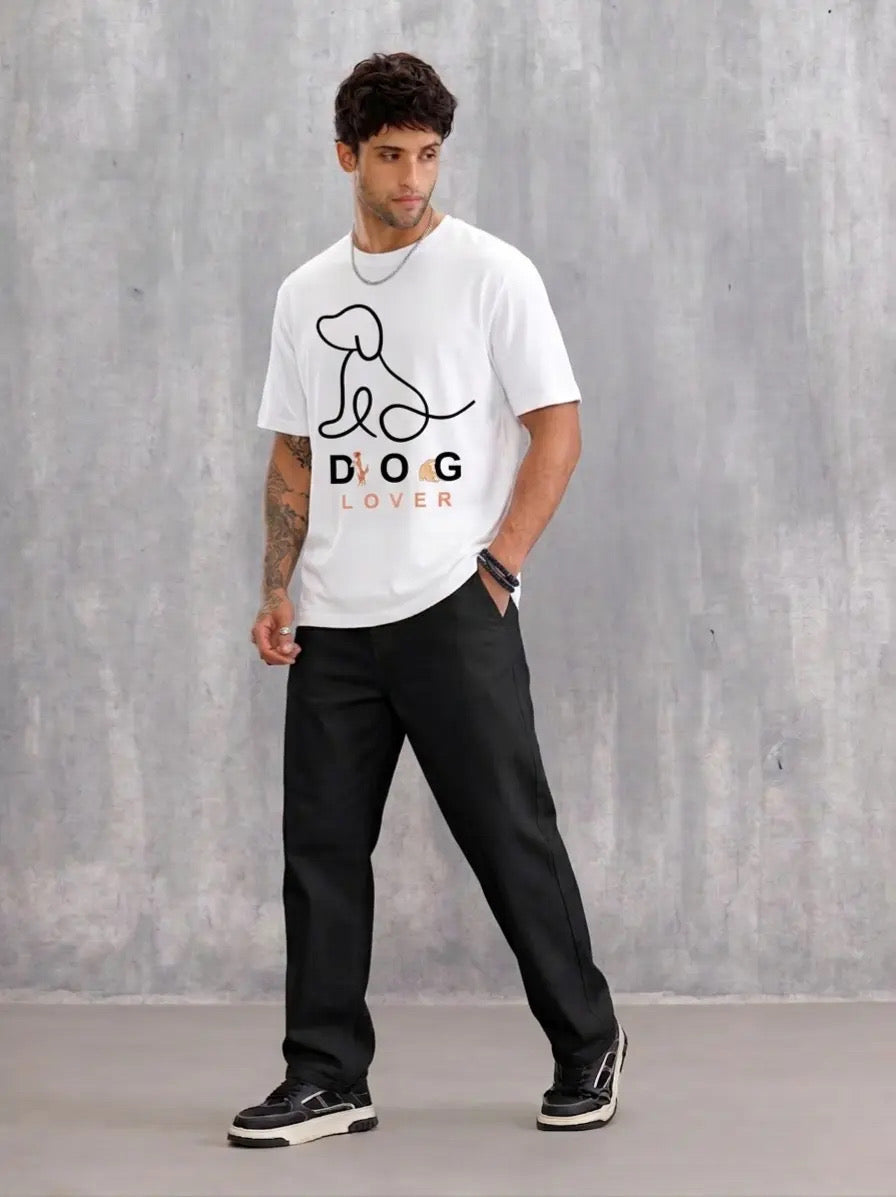 Dog_Lover_White_Front_Model_T-shirt