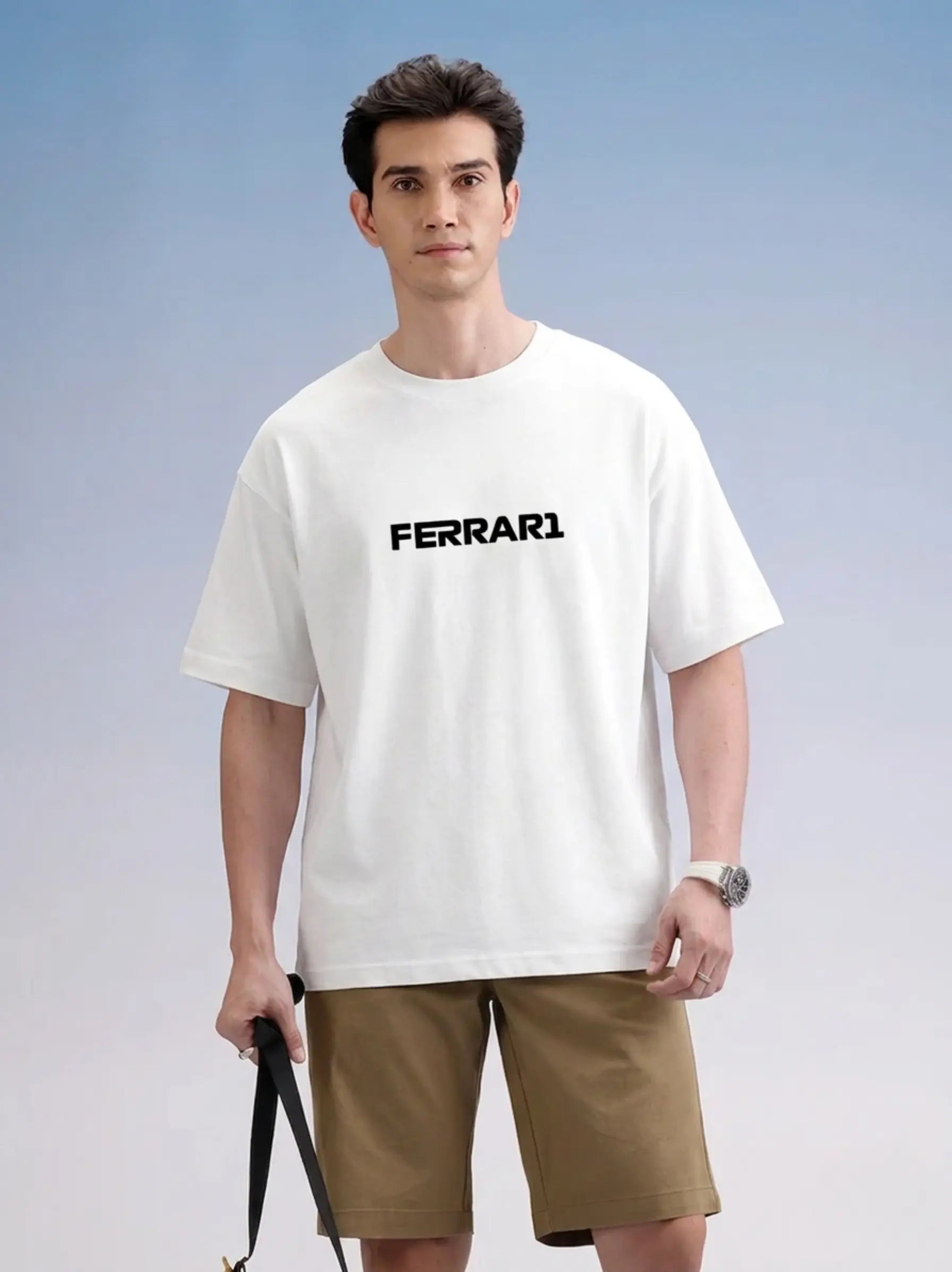 Ferrari_Model_White_Oversized_Front_T-shirt