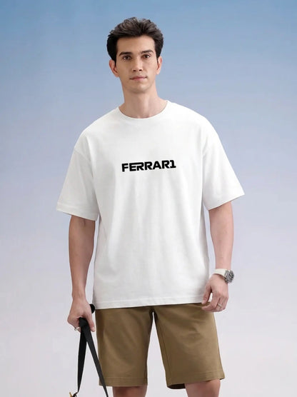 Ferrari_Model_White_Oversized_Front_T-shirt