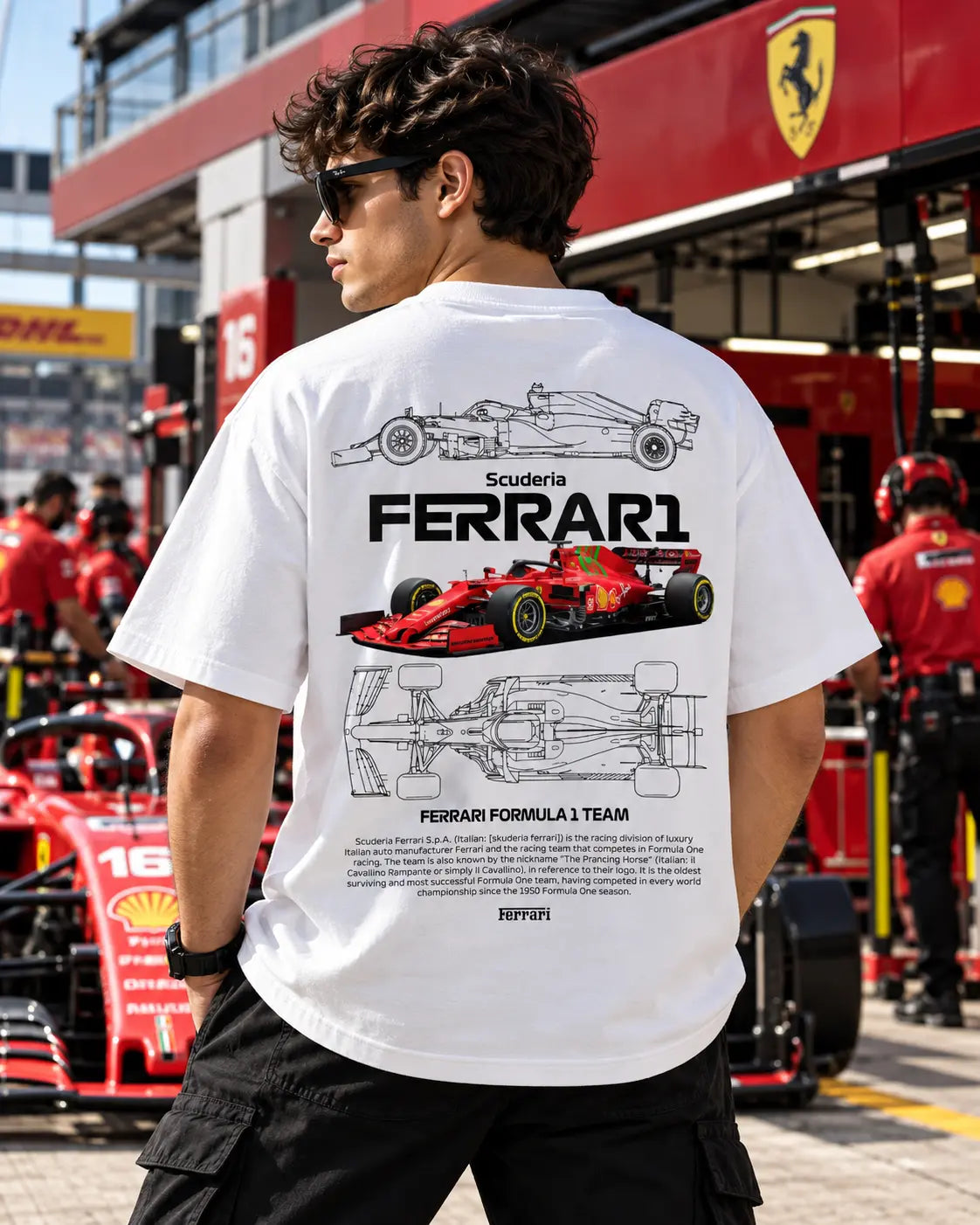 Ferrari F1 Team Oversized Graphic Tee – Shade And Thread