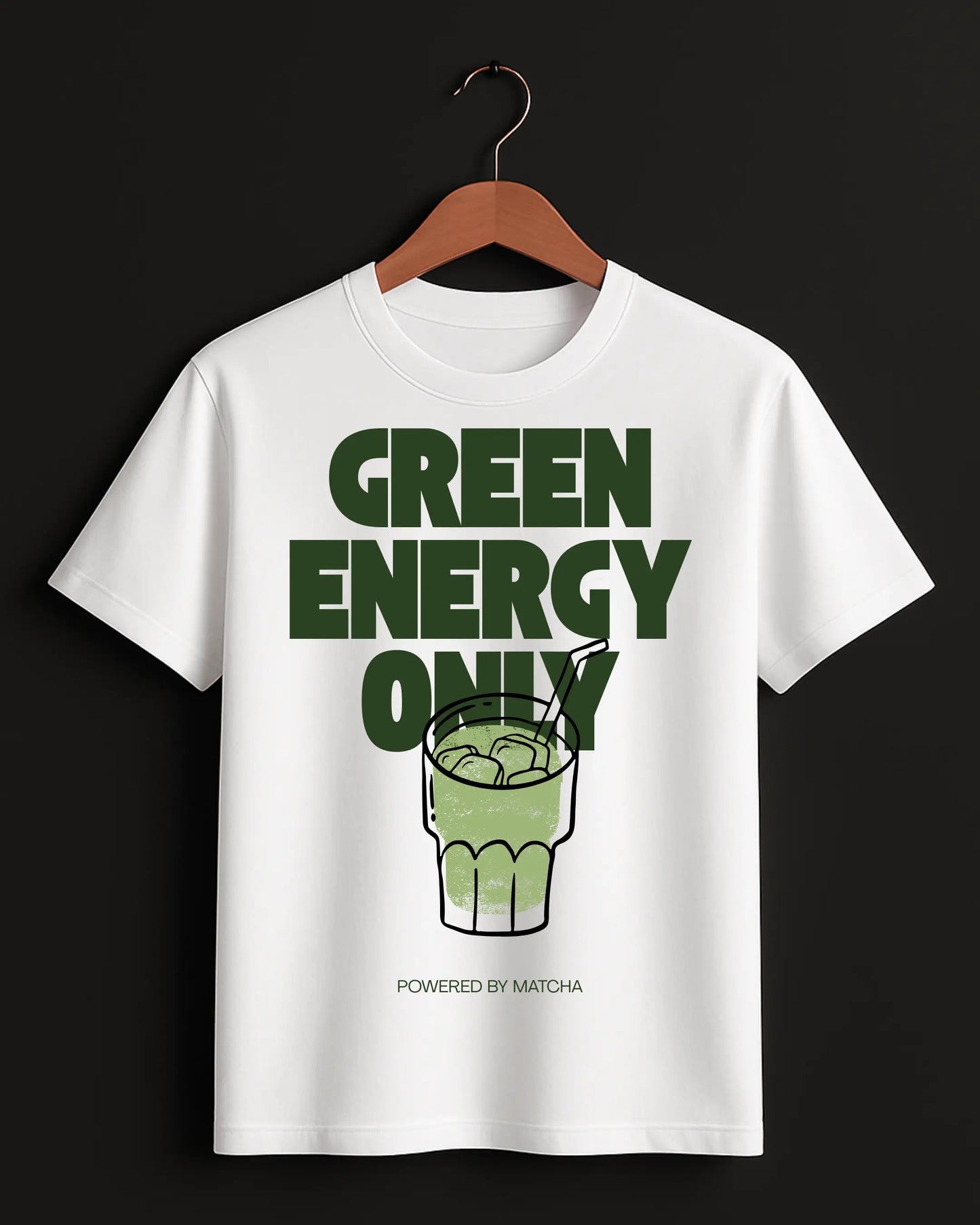 Green_Energy_Only_Powered_By_Matcha_White_Front_T-shirt