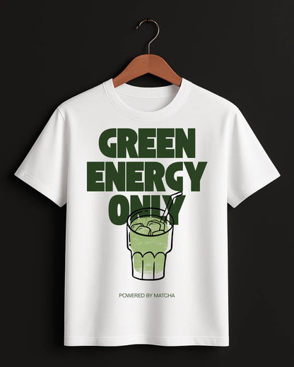 Green_Energy_Only_Powered_By_Matcha_White_Front_T-shirt