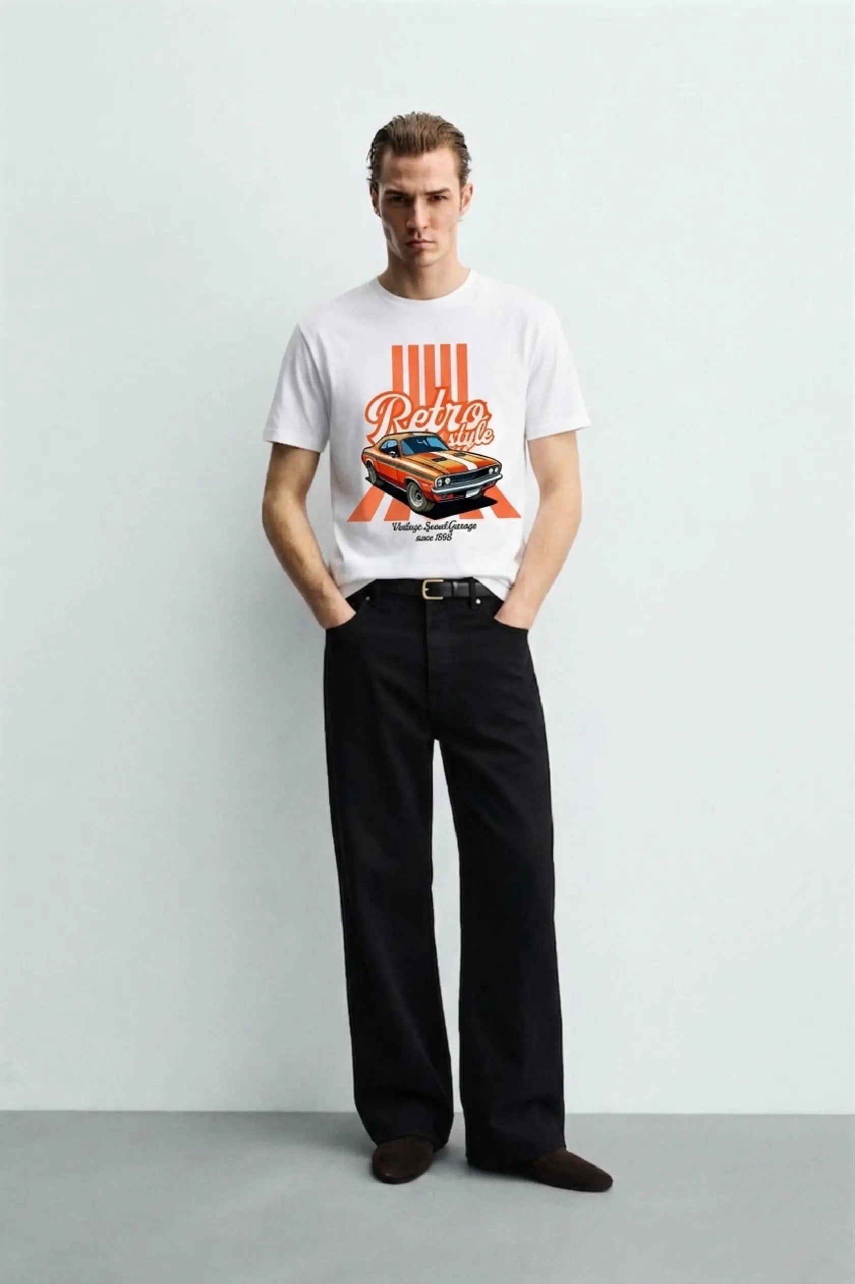 Retro_Style_White_Front_model_T-shirt