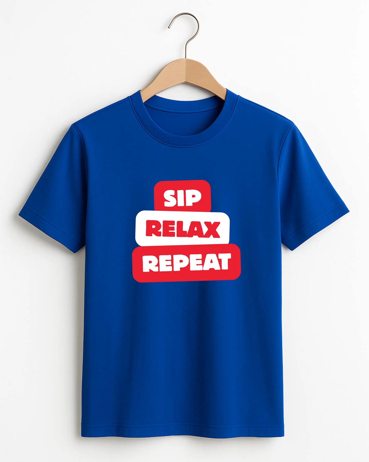 SIP._RELAX._REPEAT._Blue_Front_T-shirt