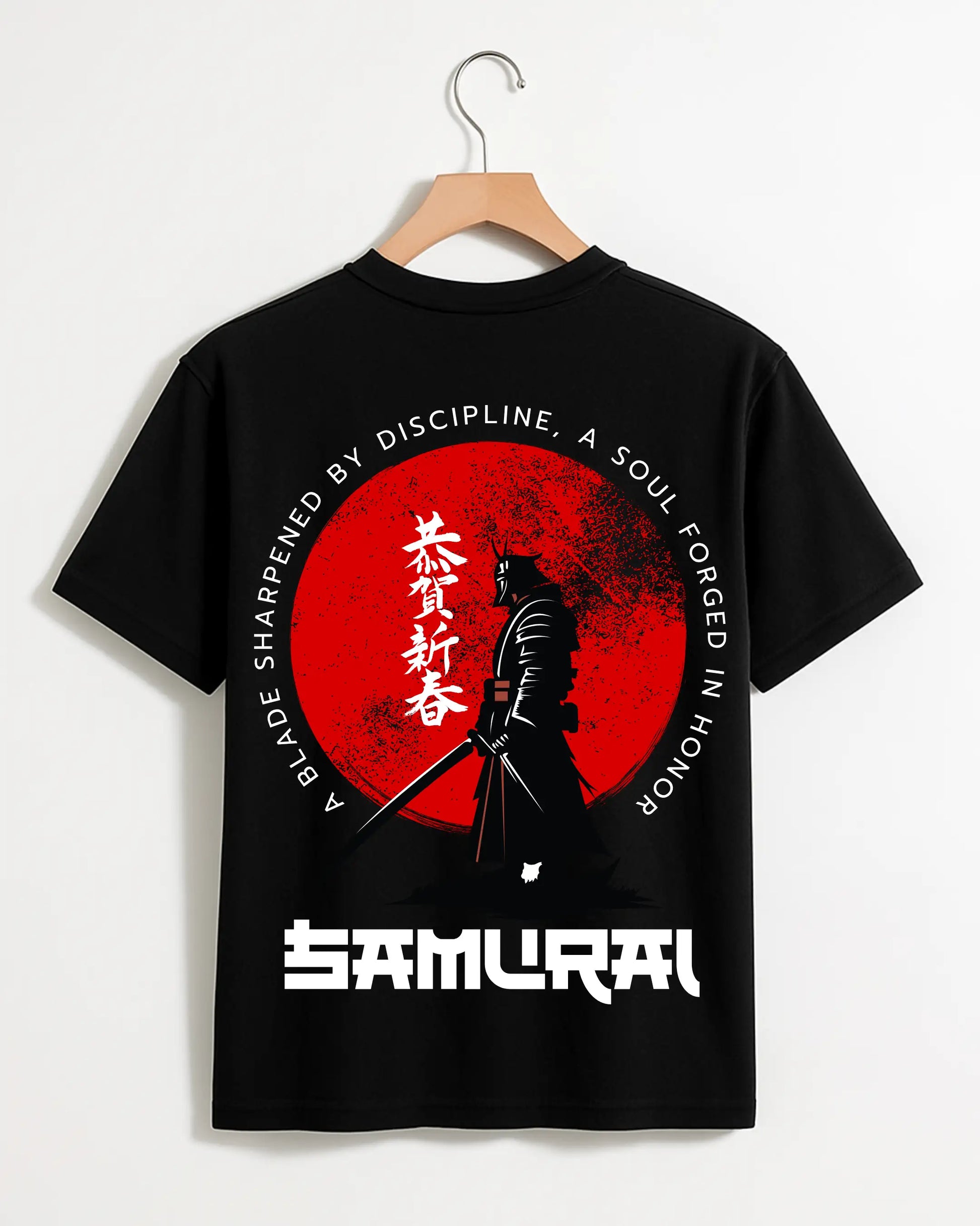 Samurai_-_Modern_Black_Back_T-shirt