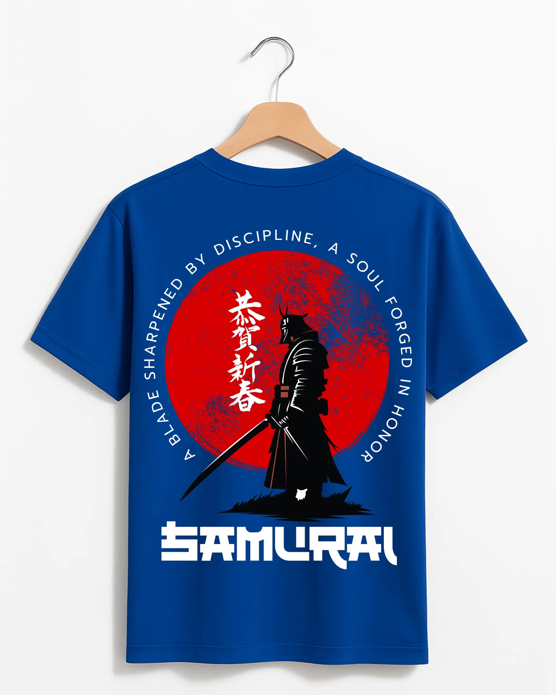 Samurai_-_Modern_Blue_Back_T-shirt