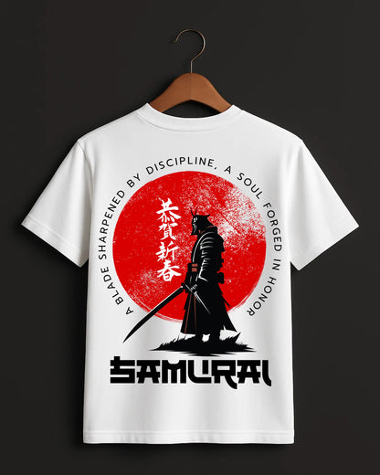 Samurai_-_Modern_White_Back_T-shirt