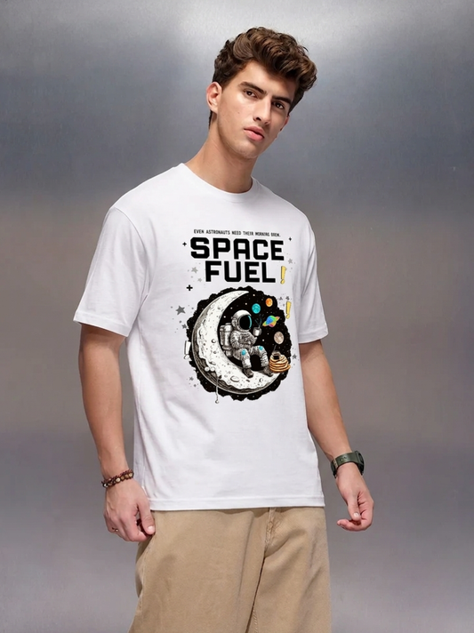 Space_Fuel_White_Front_Model_T-shirt