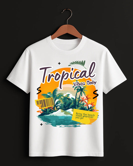 Tropical_Vibes_Only_White_Front_T-shirt