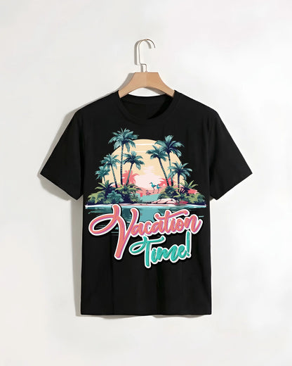 Vacation_Time_Black_T-shirt