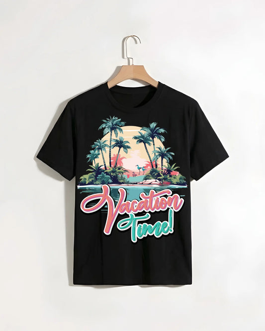 Vacation_Time_Black_T-shirt