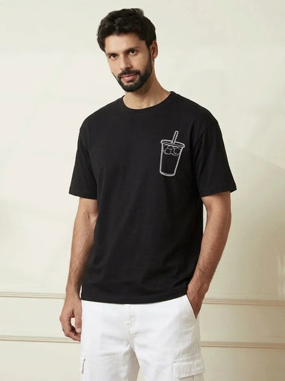 coffee_sipper_Black_Front_Model_T-shirt